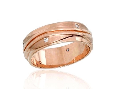 Золотое обручальное кольцо #1100544(Au-R)_CZ, Красное Золото	585°, Цирконы , Размер: 18, 5.59 гр. image 1