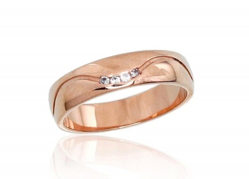 Золотое обручальное кольцо #1100543(Au-R)_CZ, Красное Золото	585°, Цирконы , Размер: 18.5, 5.04 гр. image 1