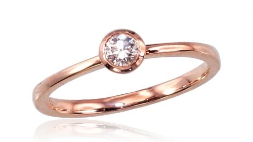 Золотое кольцо #1100383(Au-R)_DI, Красное Золото	585°, Бриллианты (0,15Ct), Размер: 17, 1.83 гр. image 1