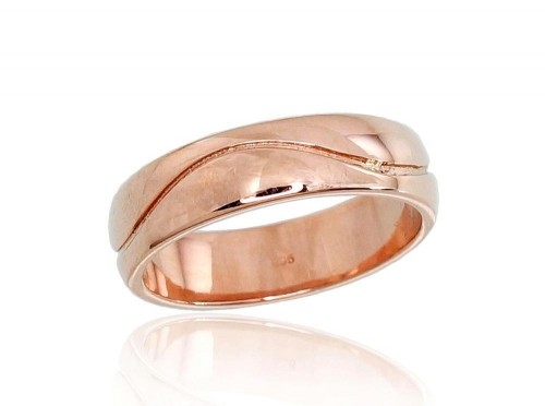 Золотое обручальное кольцо #1100101(Au-R), Красное Золото	585°, Размер: 21.5, 5.09 гр. image 1