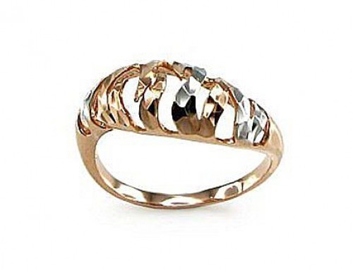 Золотое кольцо #1100066(Au-R+PRh-W), Красное Золото	585°, родий (покрытие) , Размер: 15.5, 1.6 гр. image 1