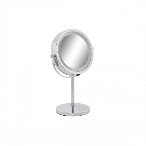 Magnifying Mirror with LED DKD Home Decor 21,5 x 13,5 x 32,5 cm Silver Metal image 1