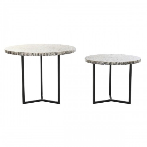 2 tabulu komplekts DKD Home Decor Pelēks Bēšs Perlamutrs Dzelzs Moderns (76 x 76 x 60 cm) image 1