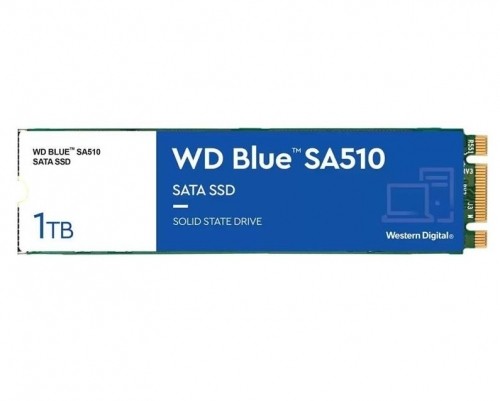 SSD|WESTERN DIGITAL|SA510|1TB|M.2|SATA 3.0|Write speed 520 MBytes/sec|Read speed 560 MBytes/sec|2.38mm|TBW 400 TB|MTBF 1750000 hours|WDS100T3B0B image 1