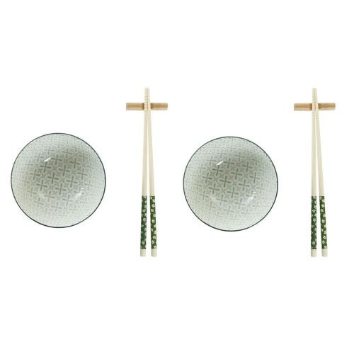 Набор для суши DKD Home Decor Белый Зеленый Бамбук Керамика (30 x 21 x 7 cm) image 1