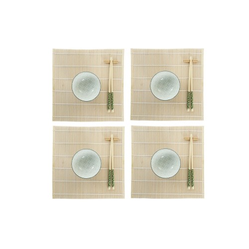 Sushi Set DKD Home Decor 14,5 x 14,5 x 31 cm Green Stoneware Oriental (16 Pieces) image 1