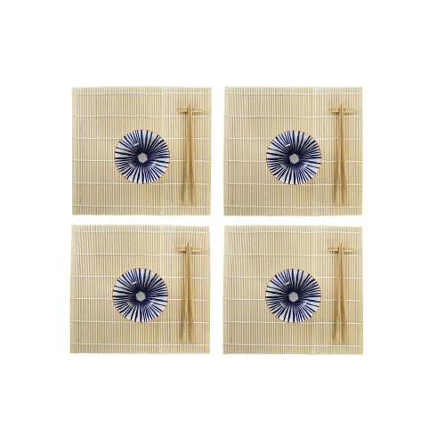 Набор для суши DKD Home Decor Синий Белый Бамбук Керамика (14,5 x 14,5 x 31 cm) image 1