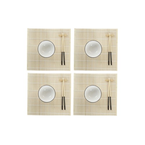 Sushi Set DKD Home Decor Bamboo Stoneware White Oriental 14,5 x 14,5 x 31 cm (16 Pieces) image 1