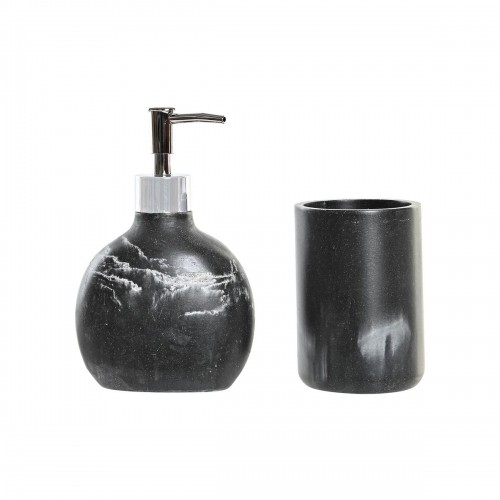 Набор для ванной DKD Home Decor Чёрный Алюминий Пластик Смола Мрамор (11 x 6 x 17 cm) image 1