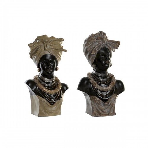 Decorative Figure DKD Home Decor Black Beige Colonial African Woman 22 x 15 x 37 cm (2 Units) image 1