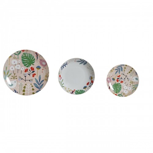 Dinnerware Set DKD Home Decor Multicolour Porcelain Flowers Urban 27 x 27 x 3 cm 18 Pieces (18 pcs) image 1