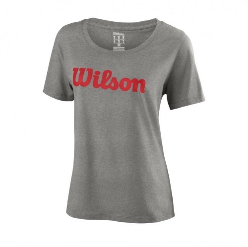 Wilson W T-SHIRT SCRIPT COTTON TEE HEATHER GREY image 1