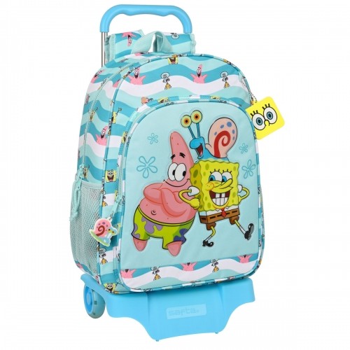 Школьный рюкзак с колесиками Spongebob Stay positive Синий Белый (33 x 42 x 14 cm) image 1