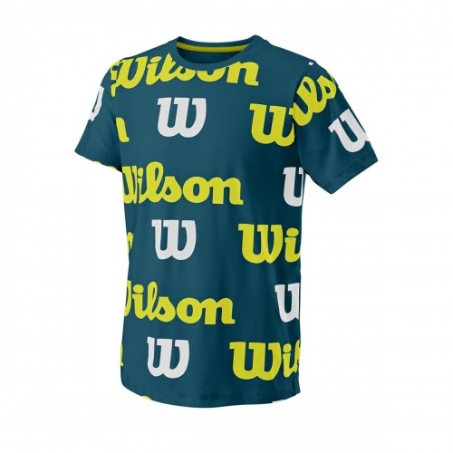 Wilson ZĒNU T-KREKLS ALL OVER LOGO TECH TEE BLUE CORAL image 1