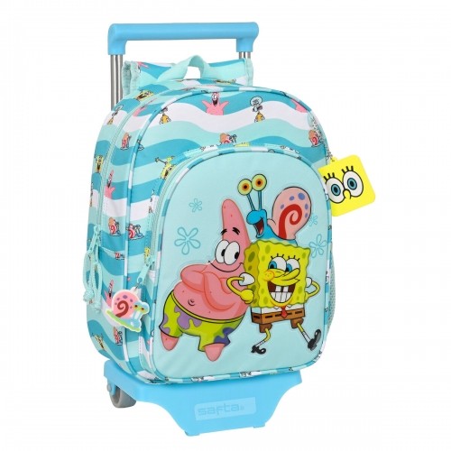 Школьный рюкзак 3D с колесиками Spongebob Stay positive Синий Белый (26 x 34 x 11 cm) image 1