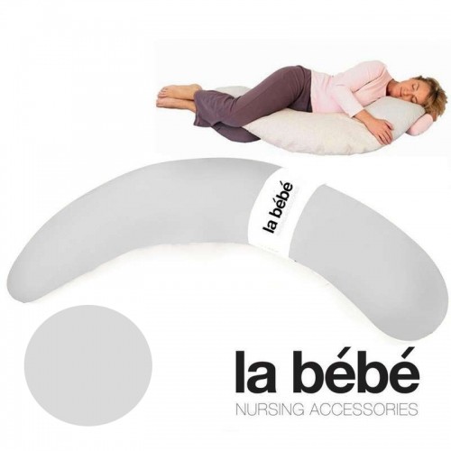 La Bebe™ Moon Maternity Pillow Art.7772 Satin  Grey Подушка-подковка для беременных с наполнителем из полистерола [2 хлопковых чехла] 195 см image 1