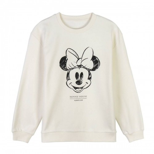 Women’s Sweatshirt without Hood Minnie Mouse Beige image 1