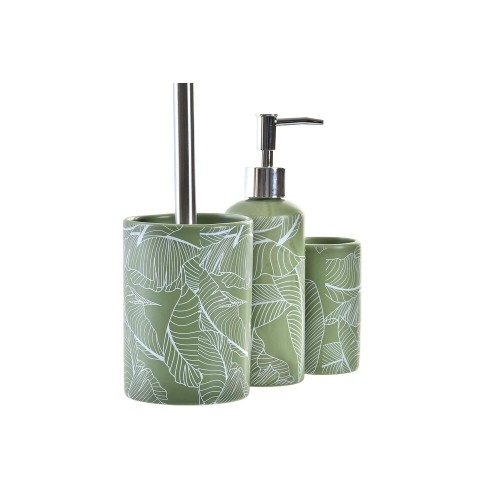 Набор для ванной DKD Home Decor Зеленый PP Dolomite Лист растения (9,5 x 9,5 x 37 cm) (3 pcs) image 1
