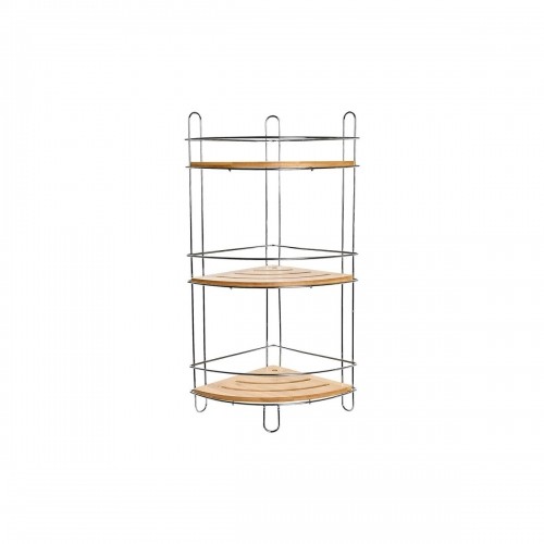 Bathroom Shelves DKD Home Decor Bamboo Aluminium Stainless chrome metal Natural 19,5 x 19,5 x 47 cm image 1