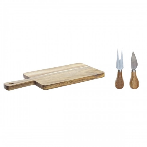 Set of chopping boards DKD Home Decor 2 knives Stainless steel Acacia 34 x 16 x 3,2 cm (2 Units) (3 pcs) image 1