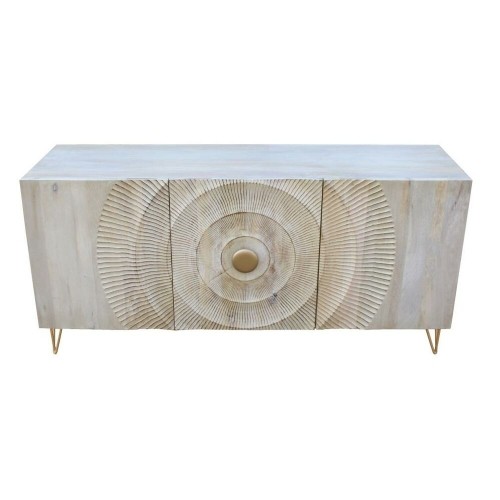 Sideboard DKD Home Decor 160 x 45 x 75 cm Golden Metal White Mango wood image 1