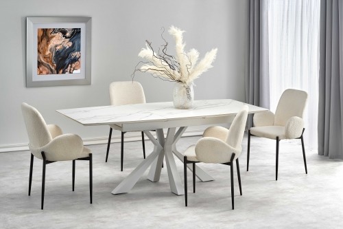 Halmar VIVALDI extension table white marble, leg white image 1