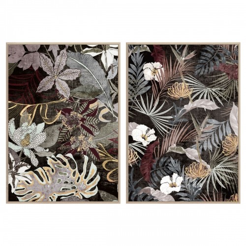 Painting DKD Home Decor Tropical Leaf of a plant 83 x 4,5 x 122,5 cm 83 x 4,5 x 123 cm (2 Units) image 1