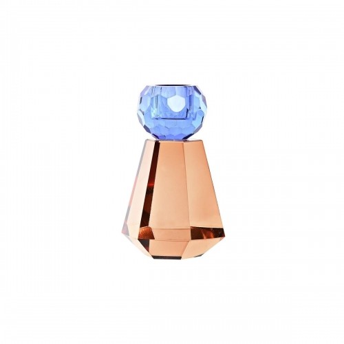 Candleholder DKD Home Decor Blue Amber Bicoloured Crystal 7 x 7 x 12 cm image 1