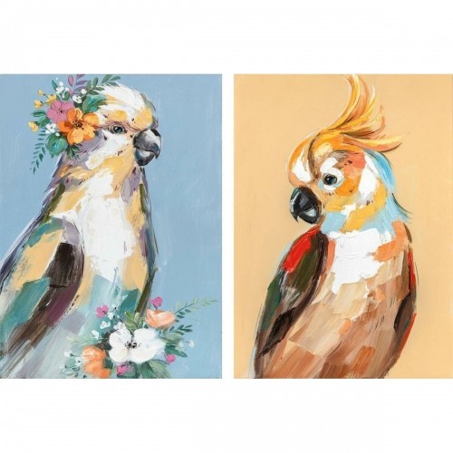 Canvas DKD Home Decor 50 x 2,7 x 70 cm Parrot Modern (2 Units) image 1