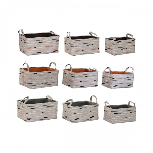 Basket set DKD Home Decor Brown Grey Orange 40 x 30 x 20 cm (3 Units) image 1