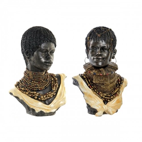 Decorative Figure DKD Home Decor African Woman 26 x 20 x 42 cm Black Beige Colonial (2 Units) image 1