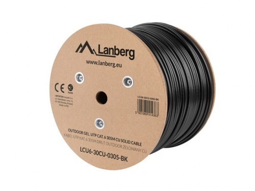 Lanberg Cable LAN UTP KAT-6 305M wire outdoor gel CU fluke passed, black image 1