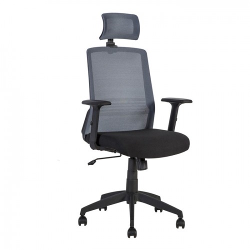 Biroja krēsls BRAVO 62x53xH114-120cm melns/pelēks image 1
