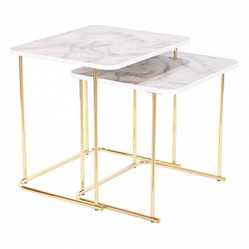 Set of 2 tables DKD Home Decor White Golden 51 x 43 x 49 cm image 1