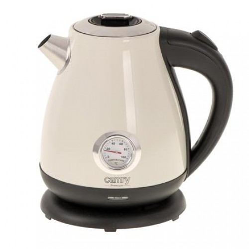 Camry Kettle with a thermometer CR 1344 Electric, 2200 W, 1.7 L, Stainless steel, 360° rotational base, Cream image 1