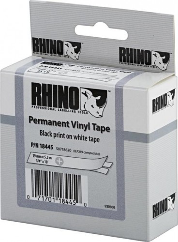 Juostelė DYMO Rhino 19mm x 5.5m, vinilinė, juoda ant balto / S0718620 18445 image 1