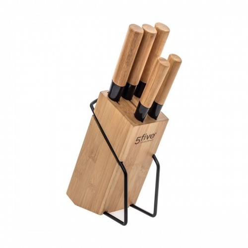 Set of Knives with Wooden Base 5five (32,5 x 22,5 x 7,5 cm) image 1