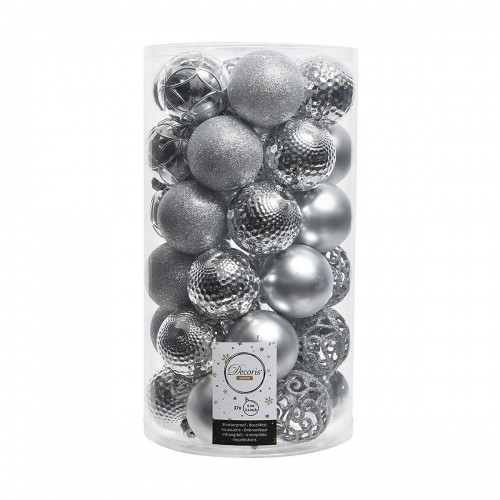 Christmas Baubles Decoris 37 Pieces Silver Ø 6 cm image 1