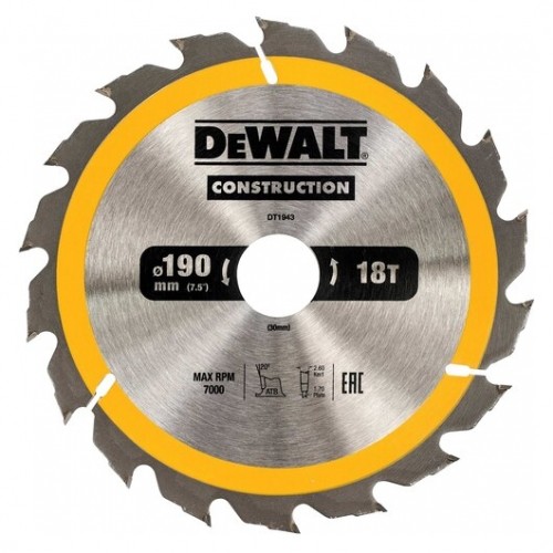 Dewalt (i) DW Griešanas disks kokam 190x30mm 18T (AC) image 1