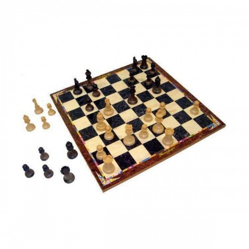 Bigbuy Fun Игровая доска для Парчиса, шахмат и шашек Деревянный Аксессуары 3-в-1 image 1