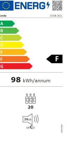 Candy Wine Cooler CCVB 15/1	 Energy efficiency class G, Built-in, Bottles capacity 7, Black image 1