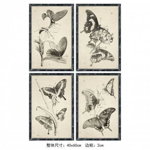 Картина DKD Home Decor Бабочки (40 x 60 x 2.8 cm) (4 штук) image 1