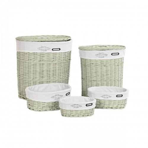 Set of Baskets DKD Home Decor Green wicker 51 x 37 x 56 cm (5 Pieces) image 1