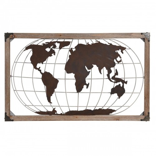 Dekoratīvās figūriņas DKD Home Decor Dabisks Metāls Varš Ciedra Pasaules Karte (75 x 6 x 46 cm) image 1