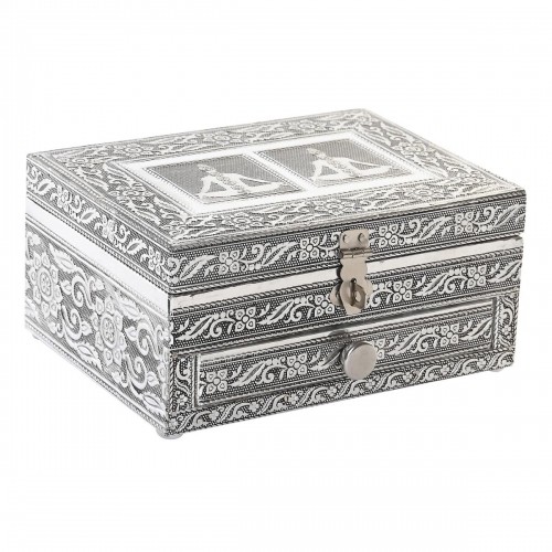 Jewelry box DKD Home Decor 17,5 x 13 x 8 cm Silver Wood Aluminium Green image 1