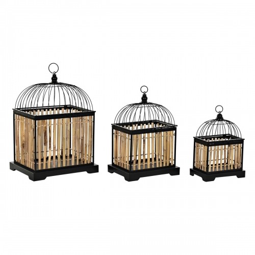 Decorative Figure DKD Home Decor Natural Black Metal Rattan (38,5 x 30 x 54 cm) (3 Pieces) image 1