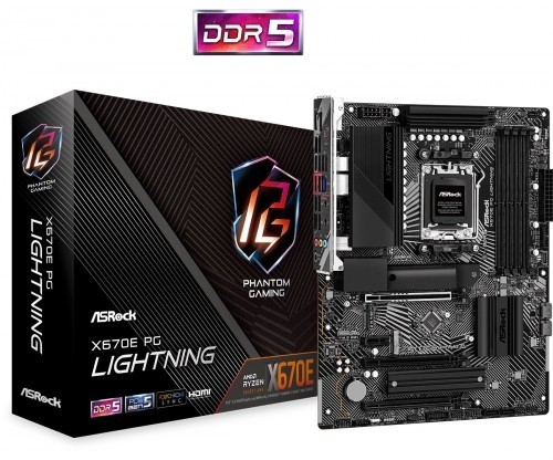 Asrock Motherboard X670E PG LIGHTNING AM5 4DDR5 HDMI/DP M.2 EATX image 1