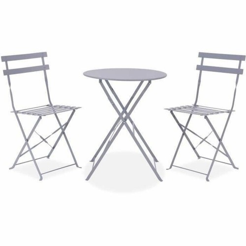 Table set with 2 chairs Grey image 1
