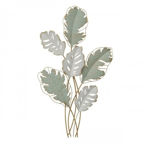 Wall Decoration DKD Home Decor Metal White Green Modern Leaf of a plant (57 x 5,7 x 103 cm) image 1