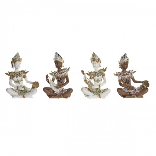 Decorative Figure DKD Home Decor White Brown Buddha Oriental 18 x 12 x 27,5 cm (4 Pieces) image 1